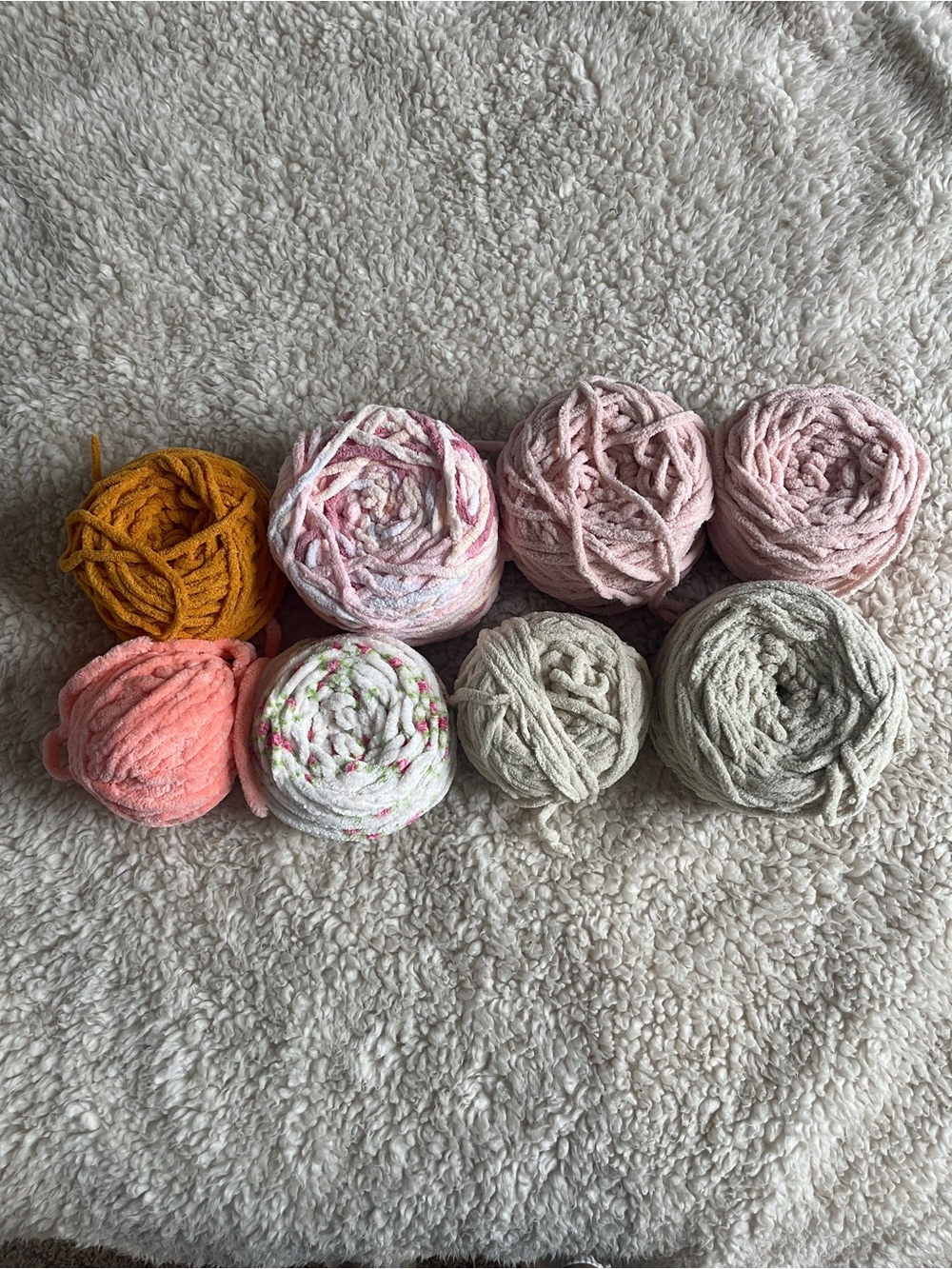 Blanket Yarn Destash Bundle - Pink, Blush, Mustard, Coral, Cream, Gray